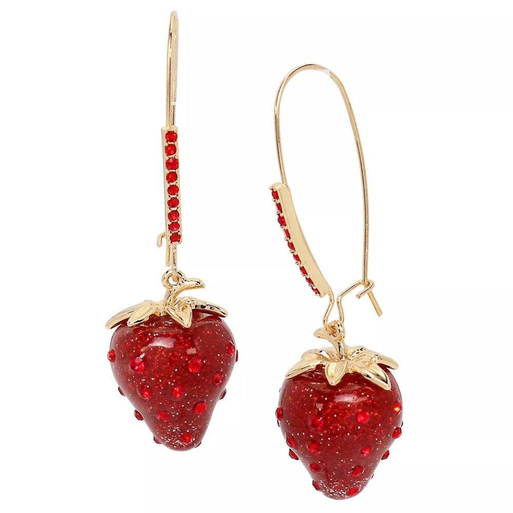 New Betsey Johnson BABYCAKES STRAWBERRY HOOK EARRINGS